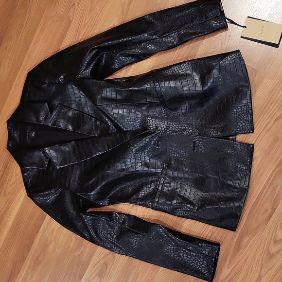 NWT Halogen Black Faux Leather Blazer Size XS - Picture 8 of 10